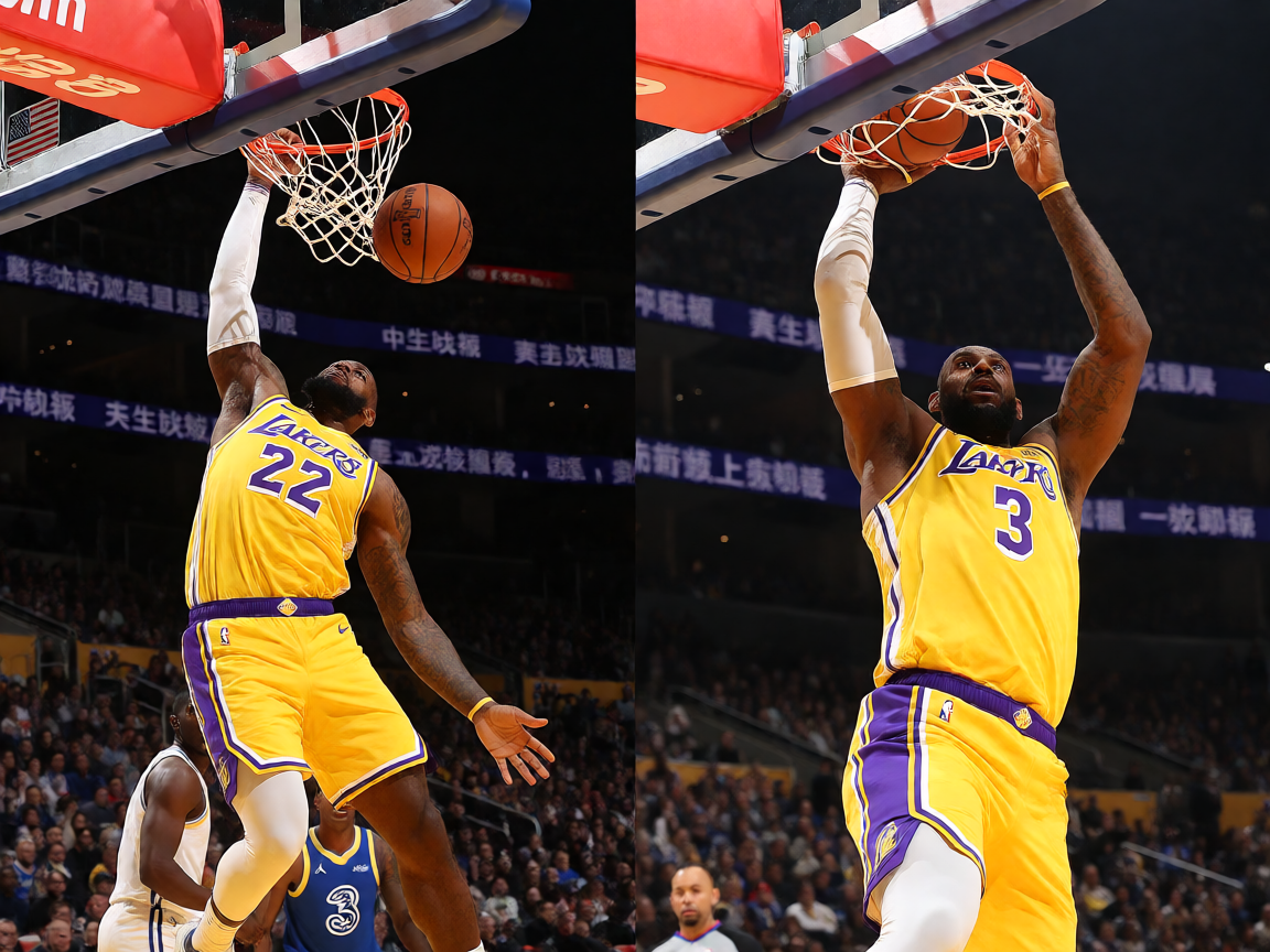 NBA湖人vs勇士比赛精彩扣篮瞬间